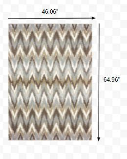 2' X 8' Gray And Taupe Ikat Pattern Runner Rug