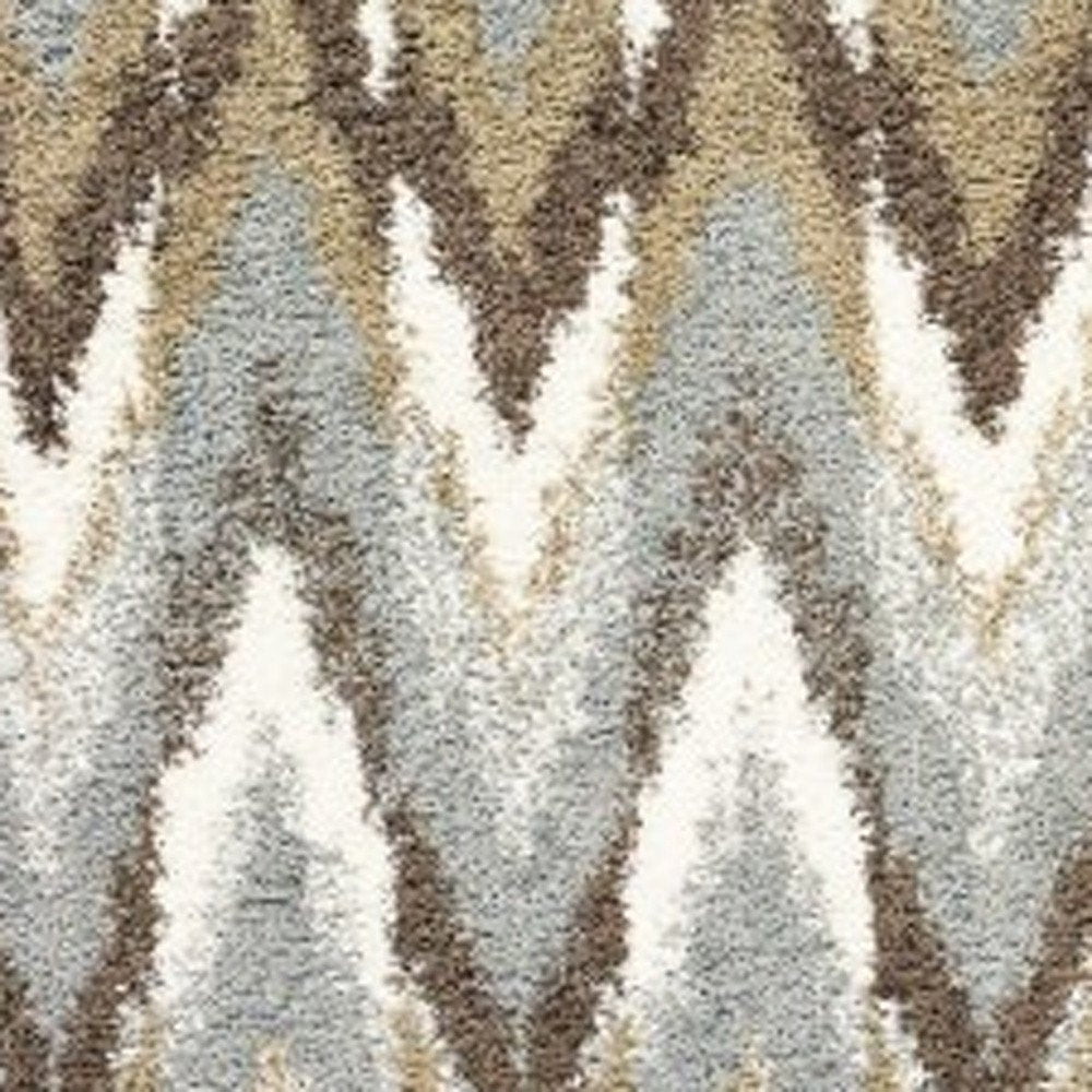 8' X 11' Gray And Taupe Ikat Pattern Area Rug