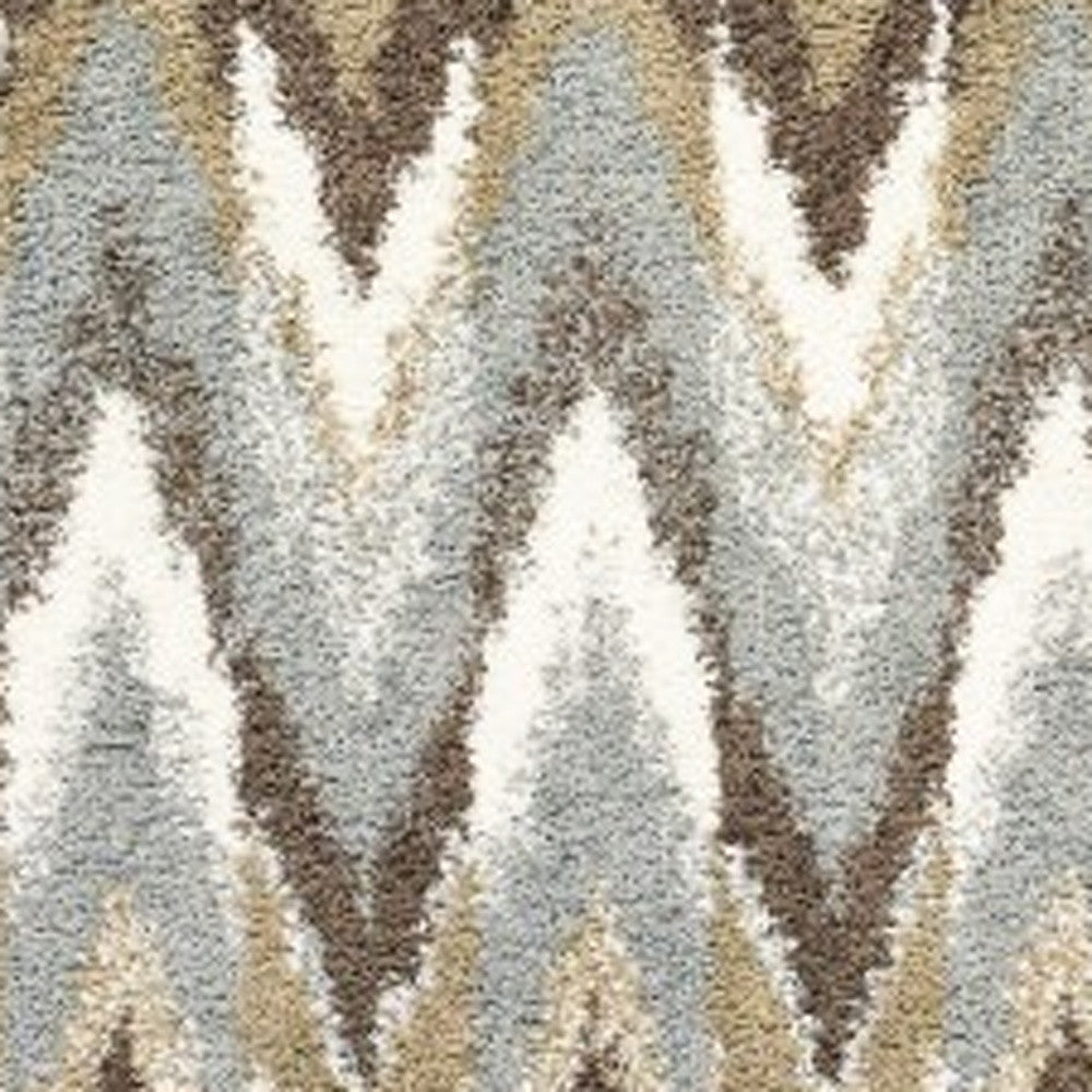 2' X 8' Gray And Taupe Ikat Pattern Runner Rug