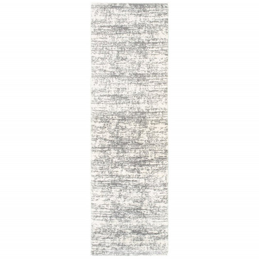 10' X 13' Ivory And Gray Abstract Strokes Area Rug