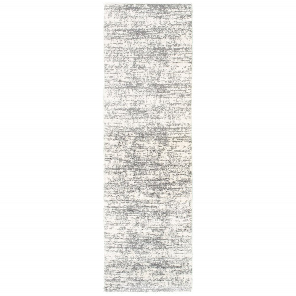 8' X 11' Ivory And Gray Abstract Strokes Area Rug