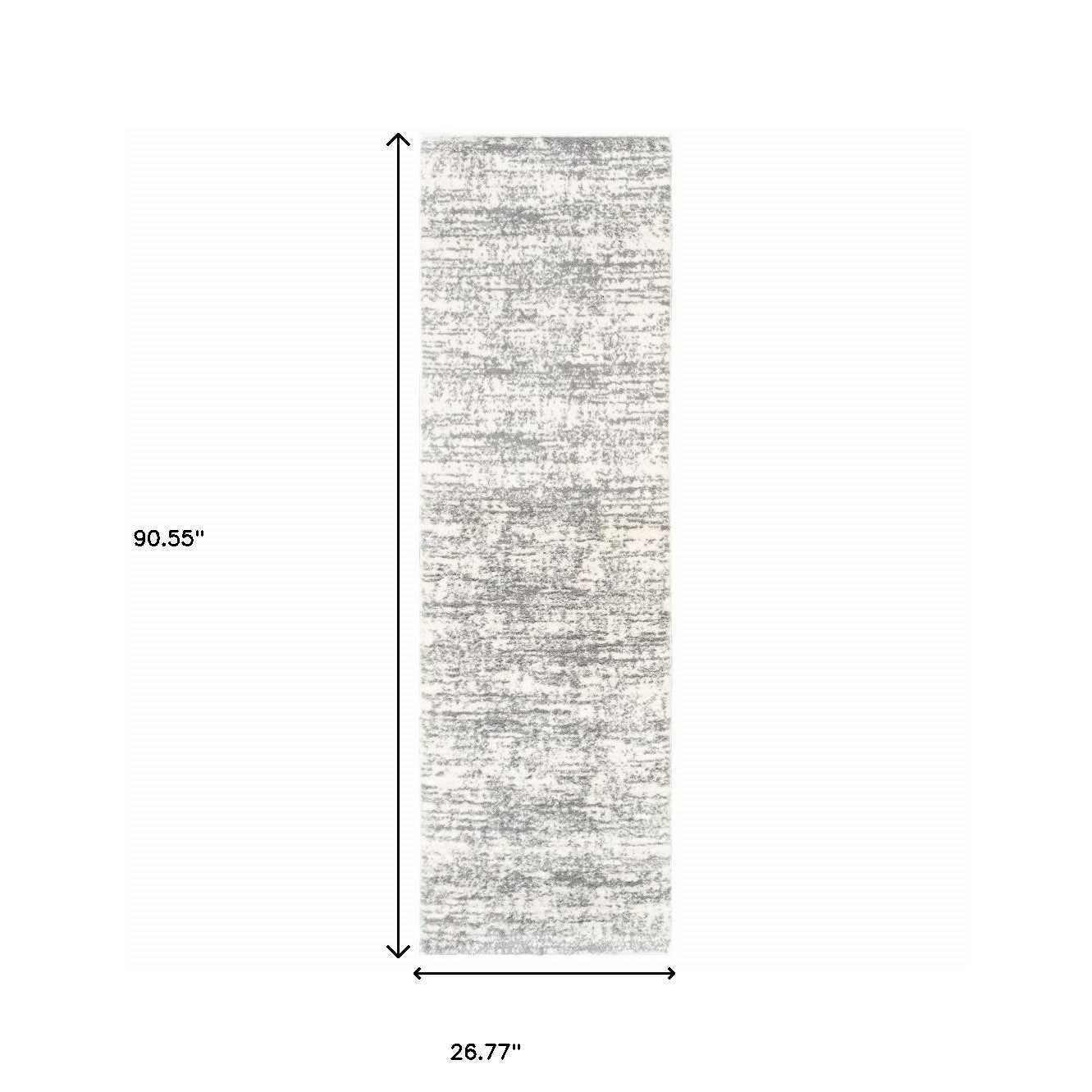 8' X 11' Ivory And Gray Abstract Strokes Area Rug