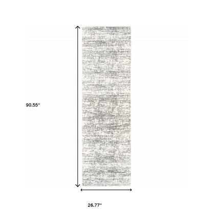 7' X 10' Ivory And Gray Abstract Strokes Area Rug