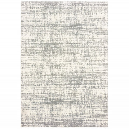 7' X 10' Ivory And Gray Abstract Strokes Area Rug