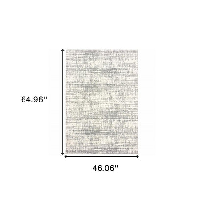 7' X 10' Ivory And Gray Abstract Strokes Area Rug