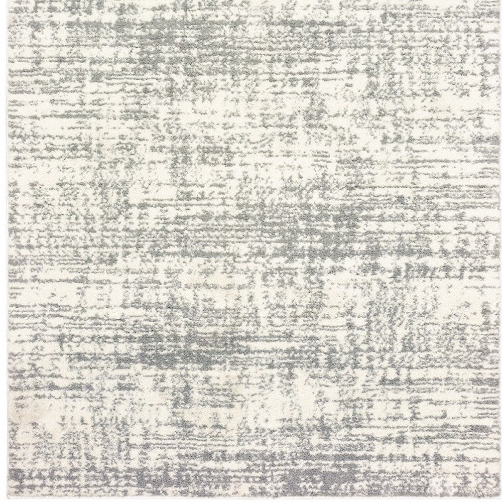 8' X 11' Ivory And Gray Abstract Strokes Area Rug