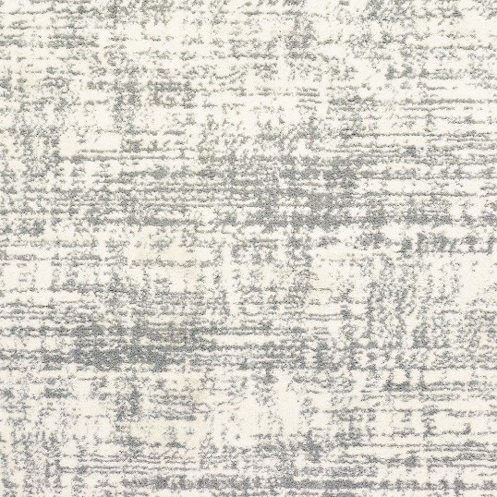 8' X 11' Ivory And Gray Abstract Strokes Area Rug