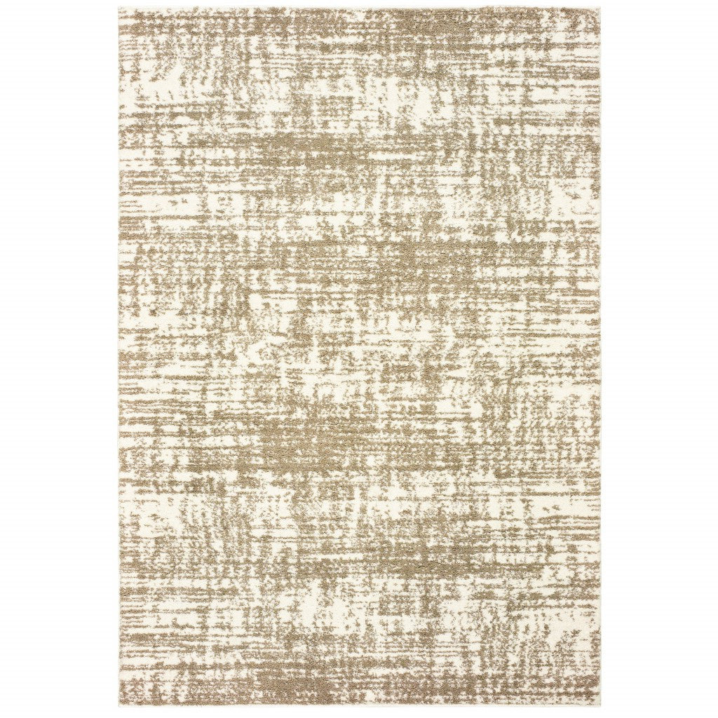 8’X11’ Ivory And Gray Abstract Strokes Area Rug