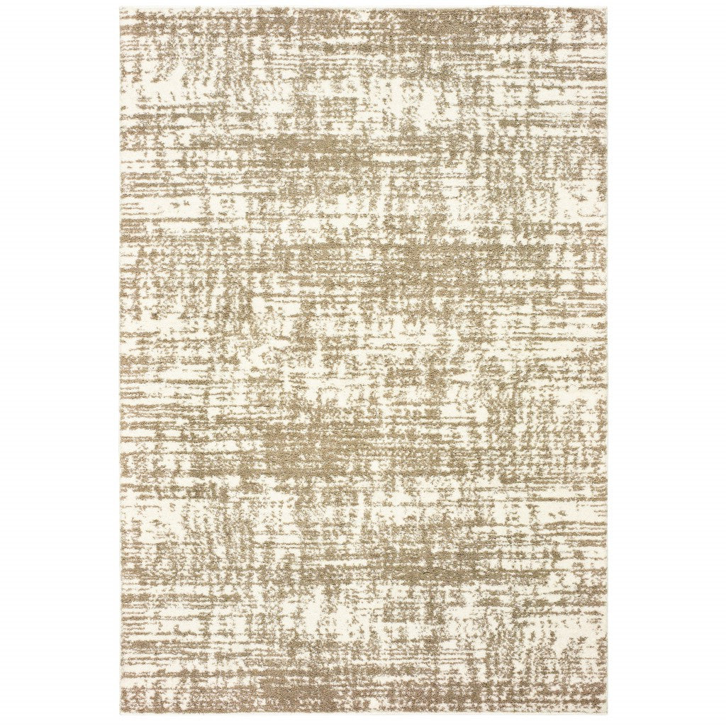 4' X 6' Ivory And Gray Abstract Strokes Area Rug