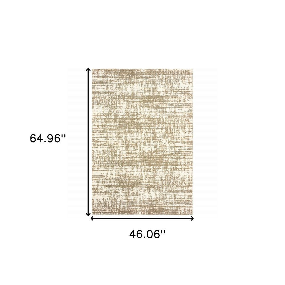 4' X 6' Ivory And Gray Abstract Strokes Area Rug
