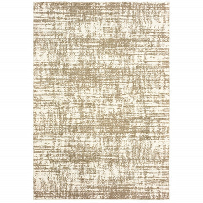 8' X 11' Ivory And Gray Abstract Strokes Area Rug