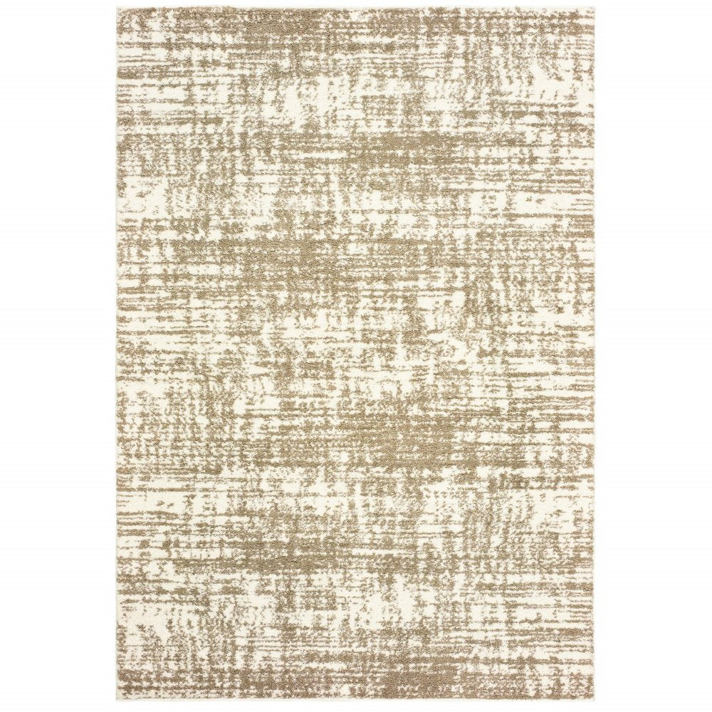 5' X 8' Ivory And Gray Abstract Strokes Area Rug