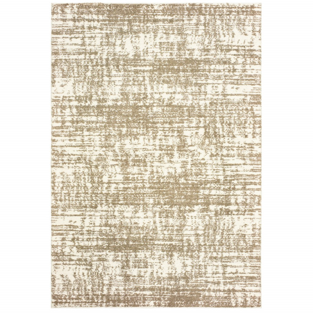 4' X 6' Ivory And Gray Abstract Strokes Area Rug