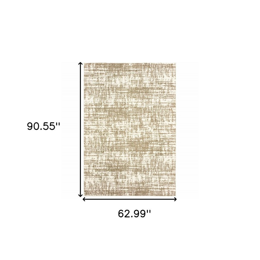 4' X 6' Ivory And Gray Abstract Strokes Area Rug