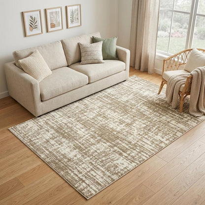 4' X 6' Ivory And Gray Abstract Strokes Area Rug