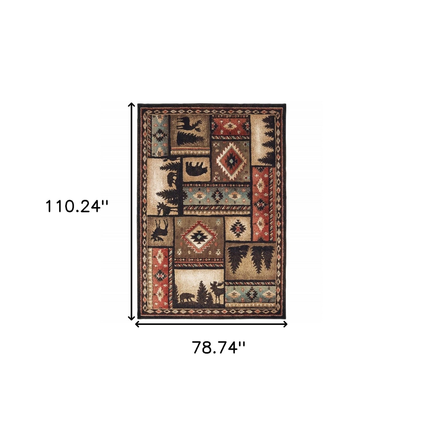 7’X9’ Black And Brown Nature Lodge Area Rug