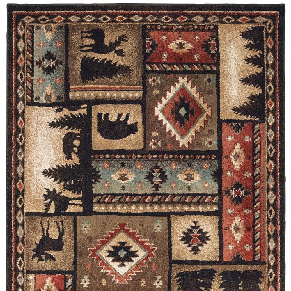 7’X9’ Black And Brown Nature Lodge Area Rug