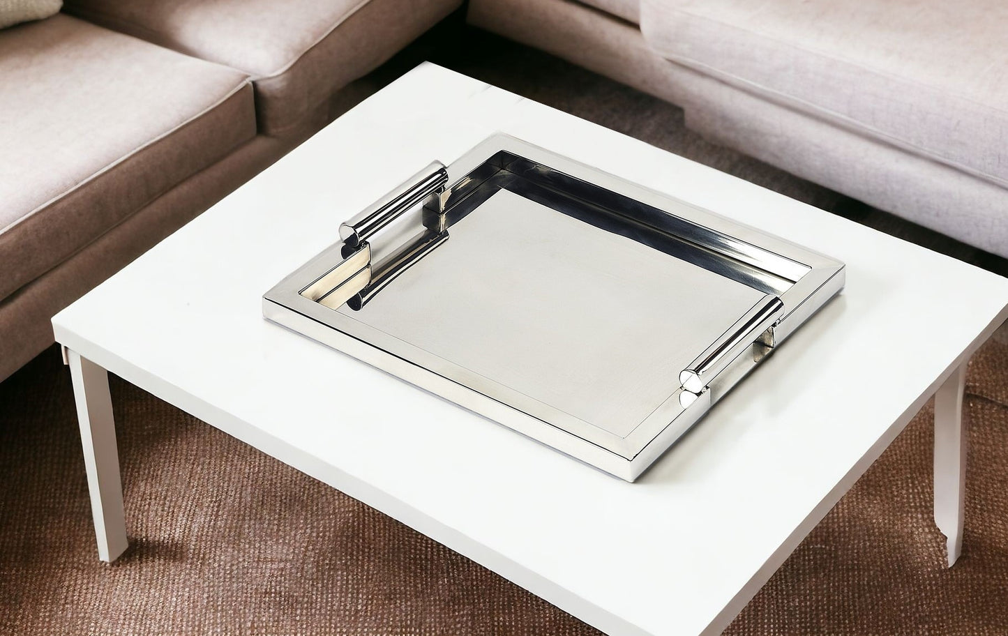 18" Silver Stainless Steel Serving Tray