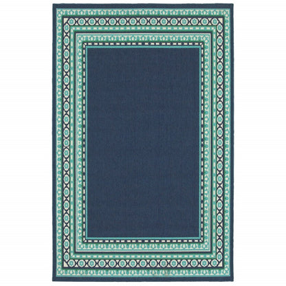 2' X 8' Blue and Green Indoor Outdoor Area Rug