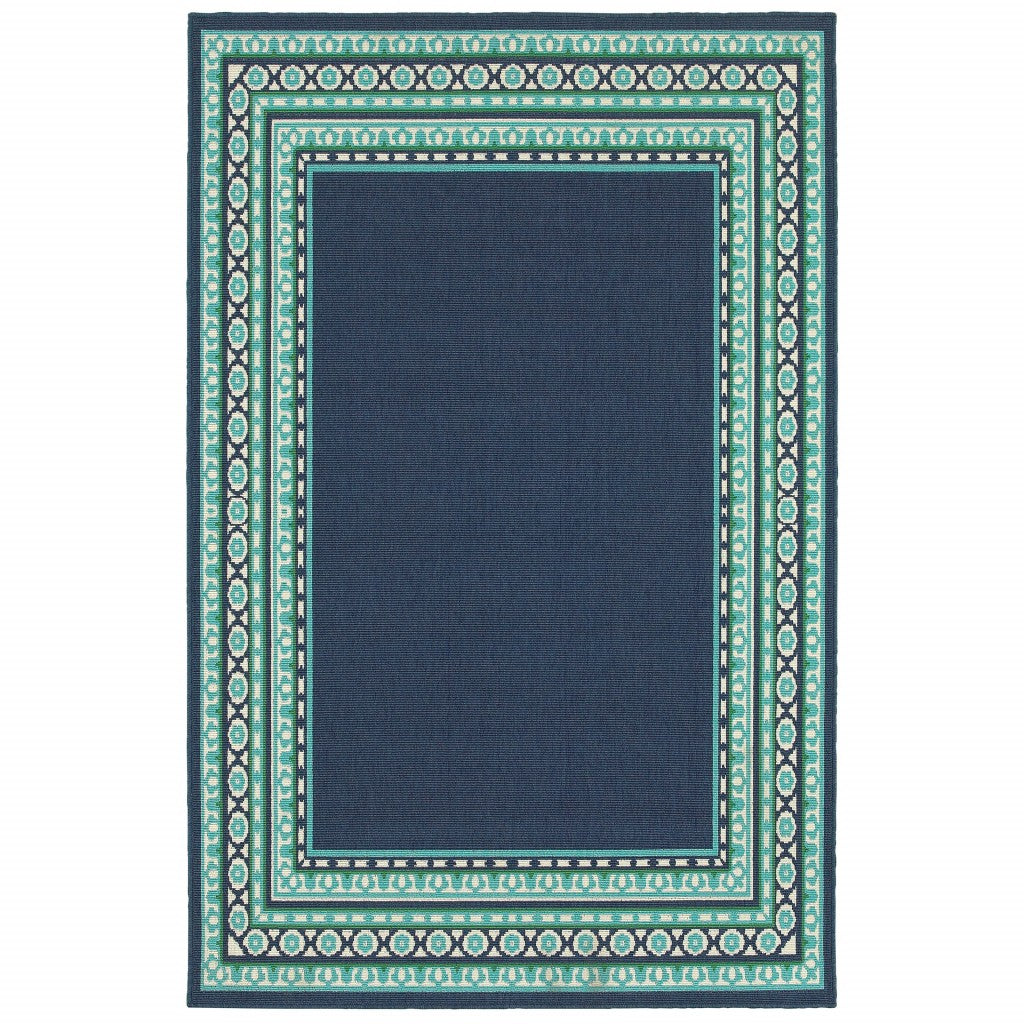 8' X 8' Blue and Green Round Indoor Outdoor Area Rug