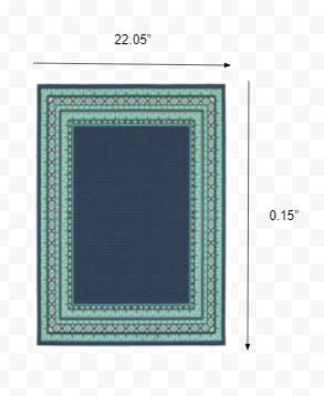 8' X 8' Blue and Green Round Indoor Outdoor Area Rug