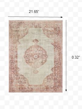 5' X 8' Ivory And Pink Medallion Area Rug