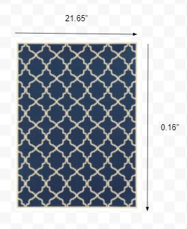 2' X 4' Blue and Ivory Indoor Outdoor Area Rug