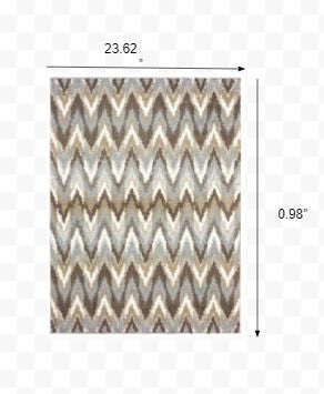 2’X3’ Gray And Taupe Ikat Pattern Scatter Rug