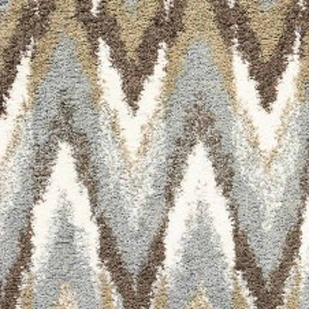 2' X 8' Gray And Taupe Ikat Pattern Runner Rug