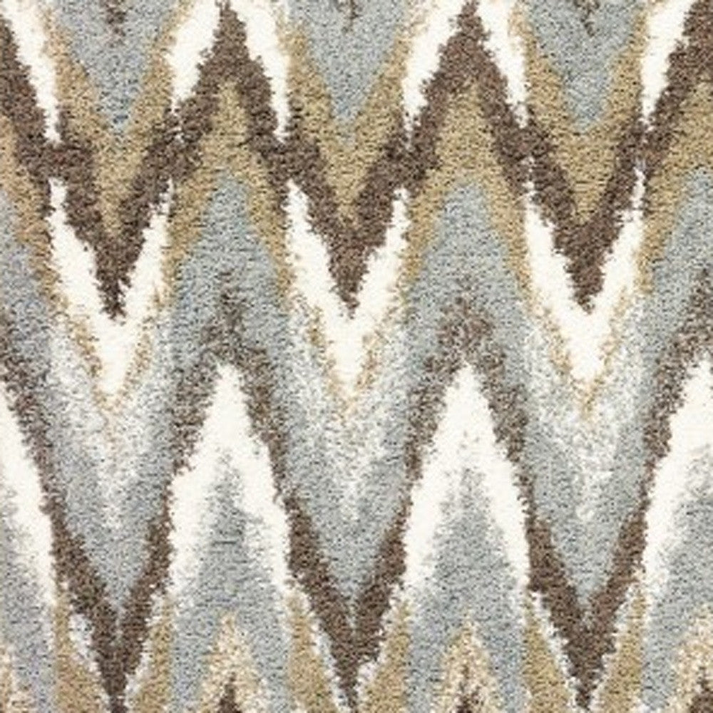 2' X 8' Gray And Taupe Ikat Pattern Runner Rug