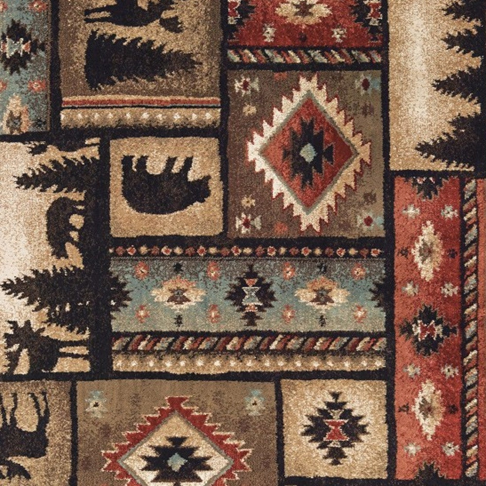 7’X9’ Black And Brown Nature Lodge Area Rug