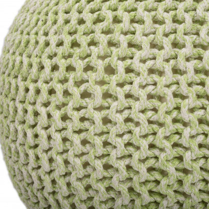 19" Green Wool Round Pouf Ottoman