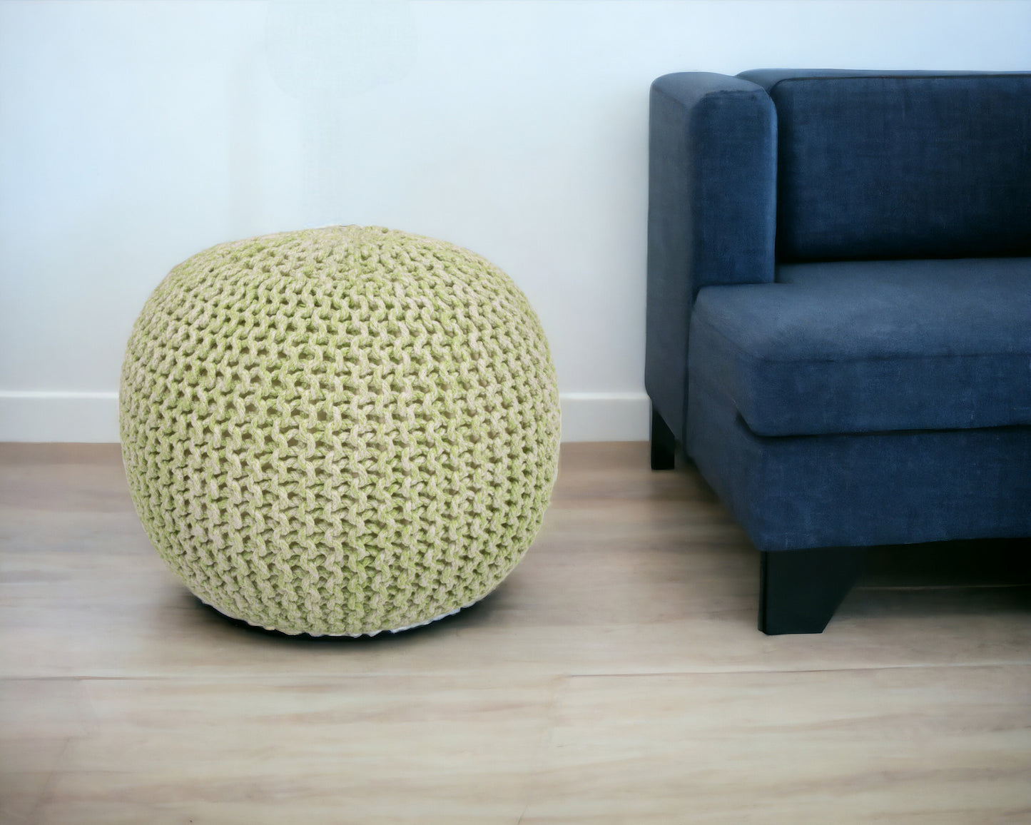 19" Green Round Pouf Ottoman