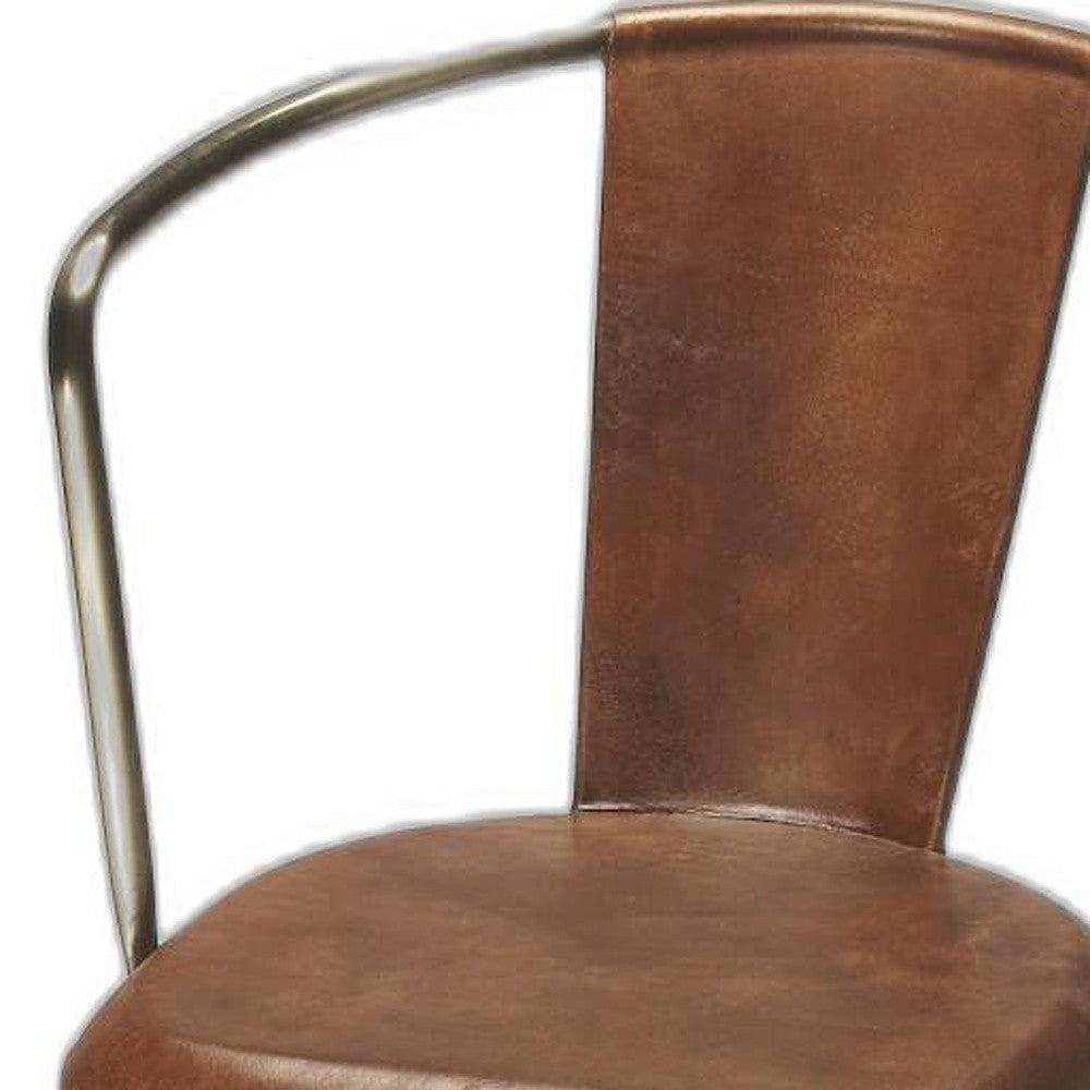 28" Brown And Gold Iron Bar Chair