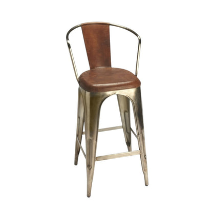 Brown and gold iron bar chair, 28" high.