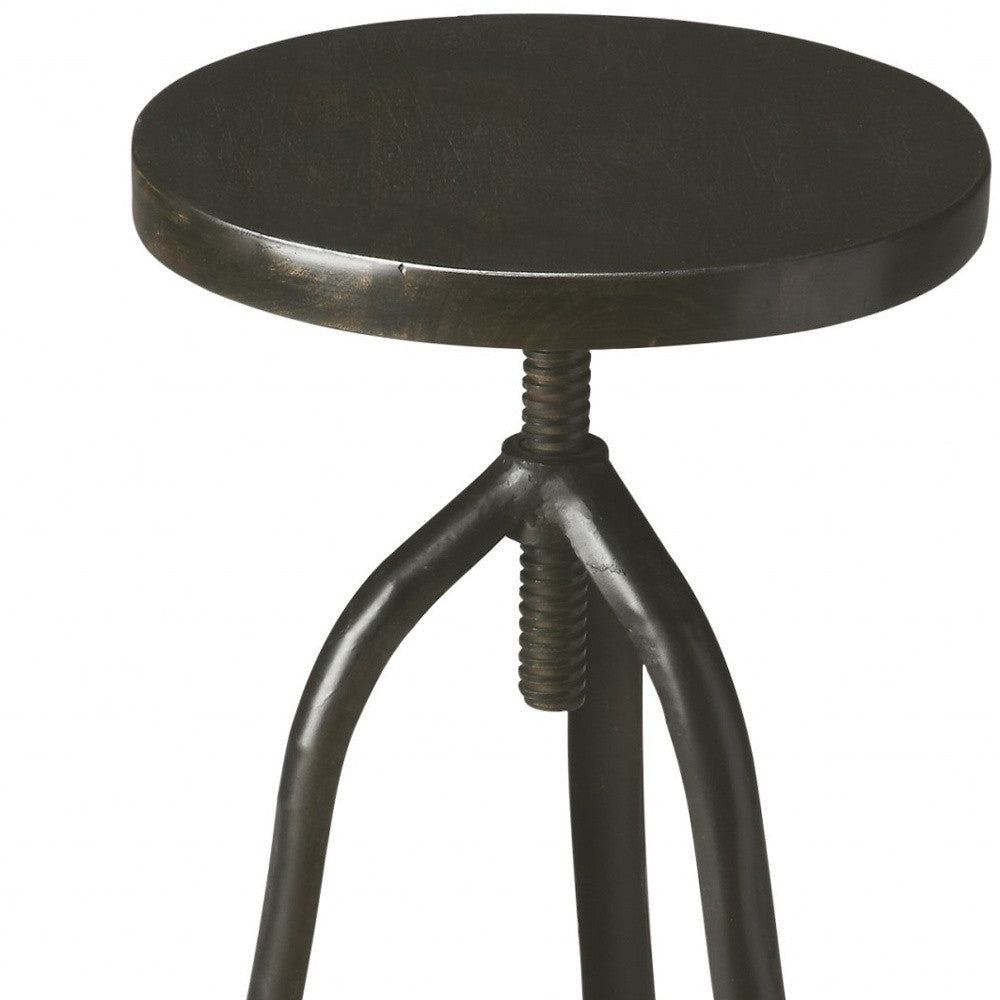 " Black Iron Backless Adjustable Height Bar Chair