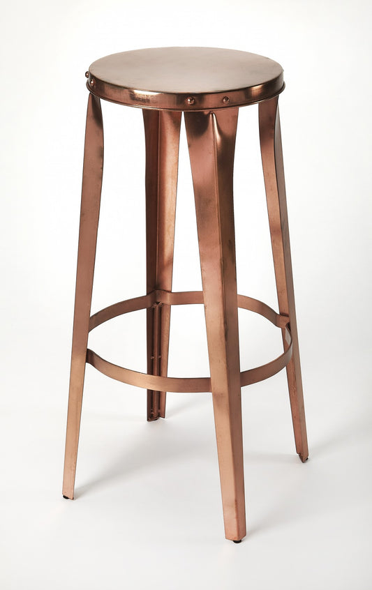 30" Copper Iron Backless Bar Height Bar Chair
