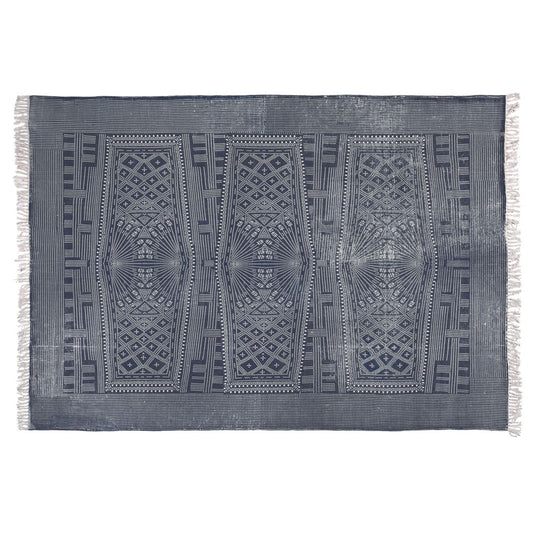 8’ X 10’ Blue And Ivory Batik Area Rug