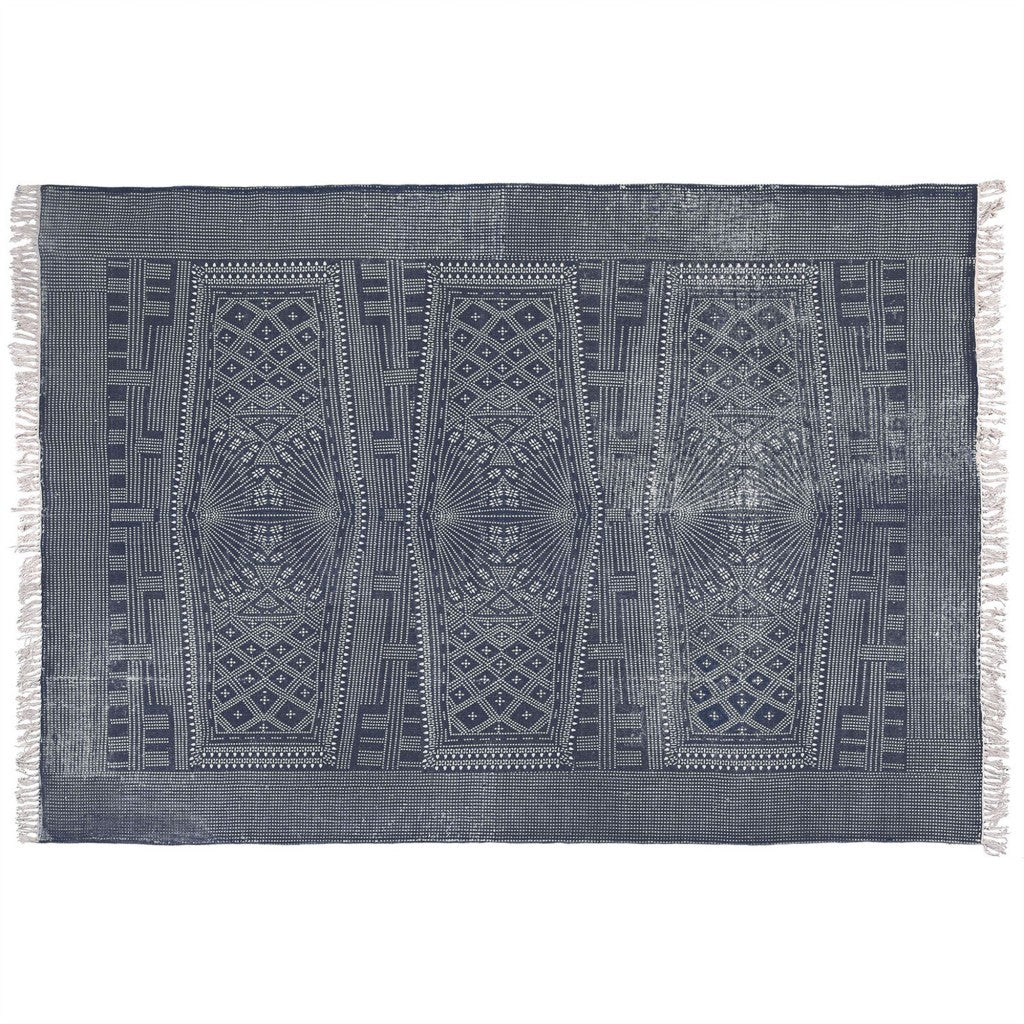 8’ X 10’ Blue And Ivory Batik Area Rug