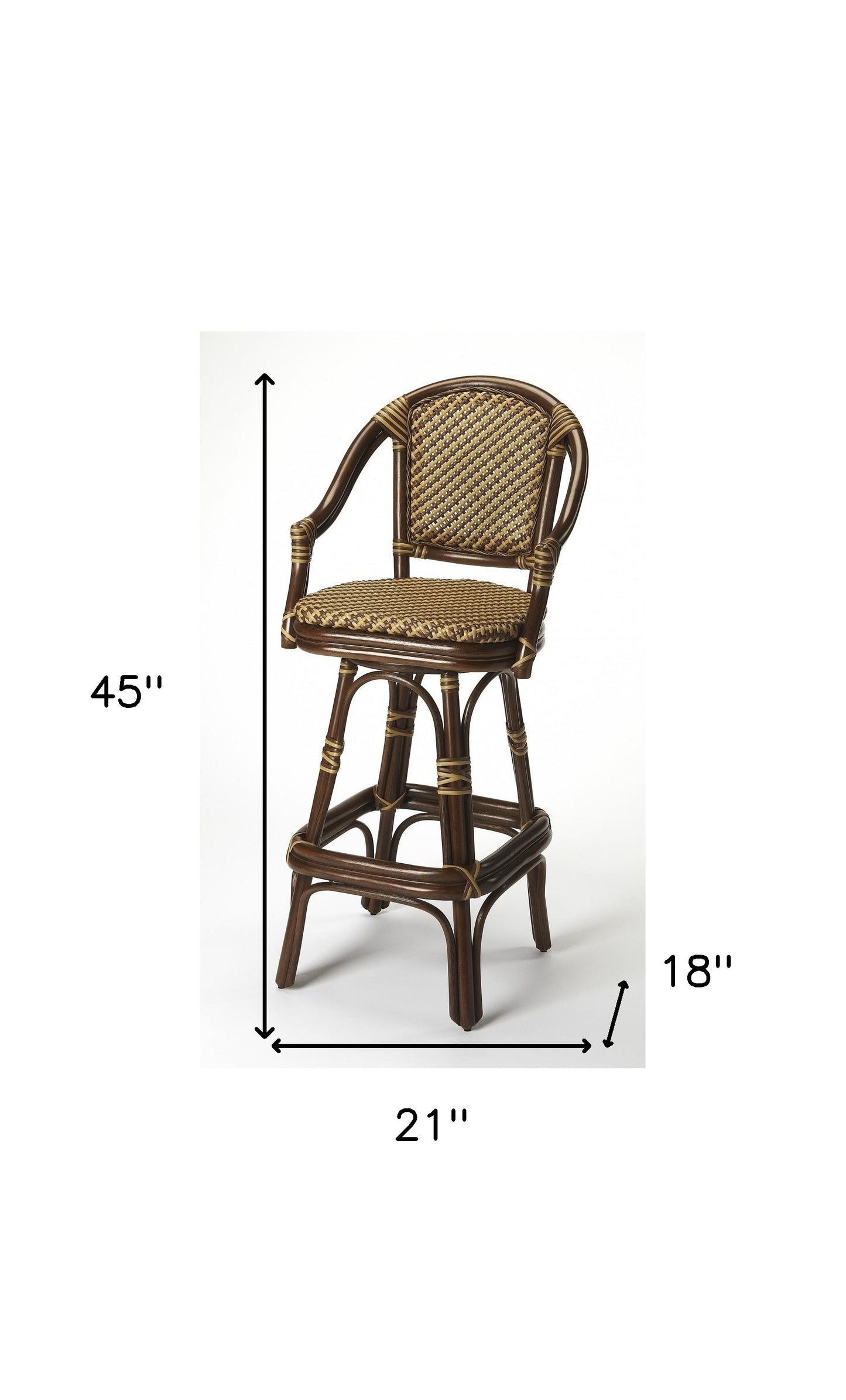 30" Brown Rattan Bar Chair