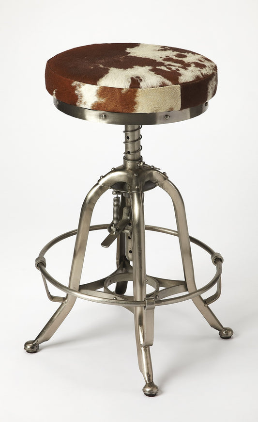 " Brown and White And Silver Iron Backless Bar Chair