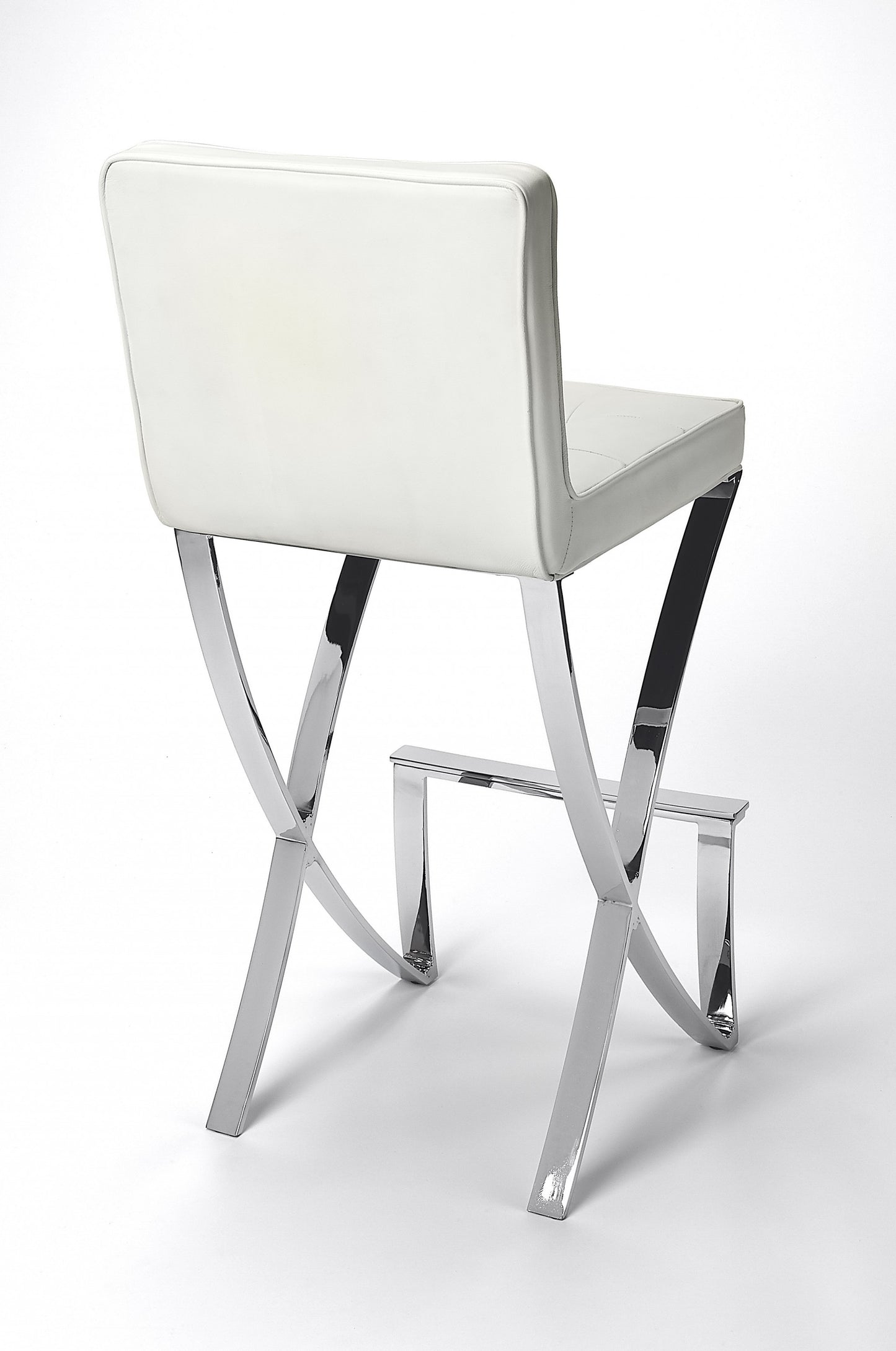 29" Off-white And Silver Iron Bar Chair