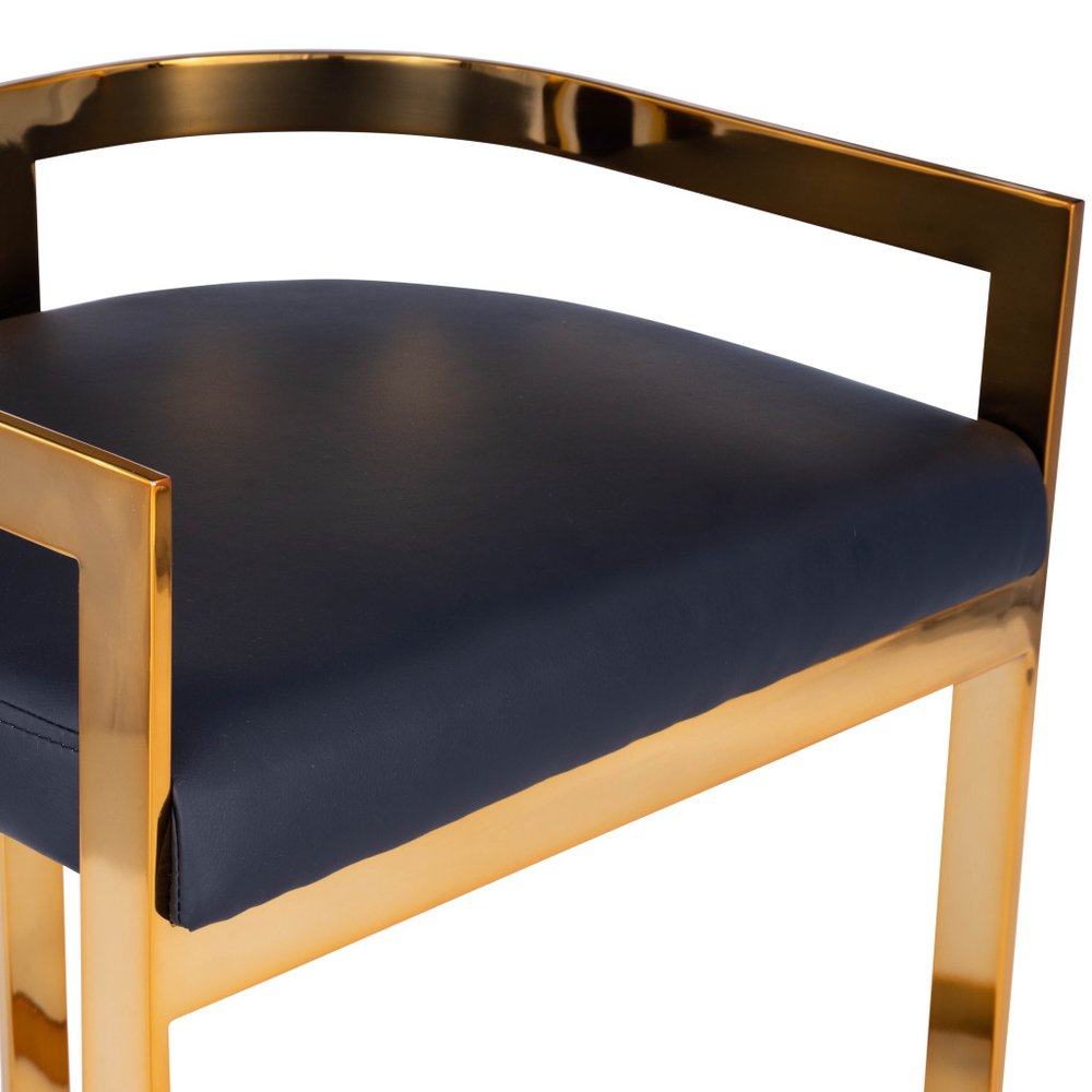 28" black & gold iron low back counter-height bar chair