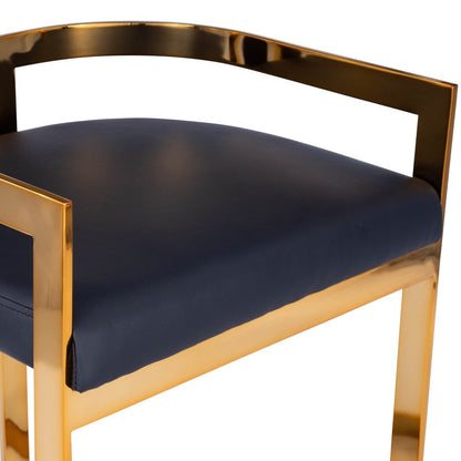 28" black & gold iron low back counter-height bar chair