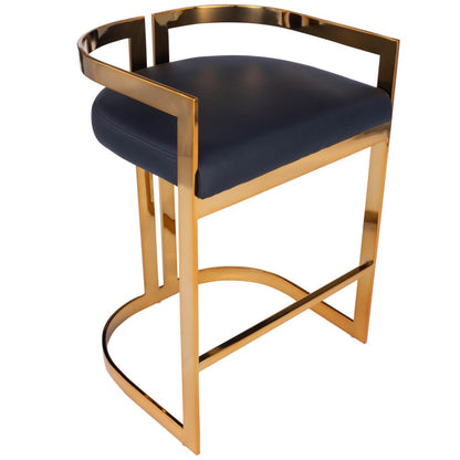 28" black and gold iron low-back counter-height bar chair