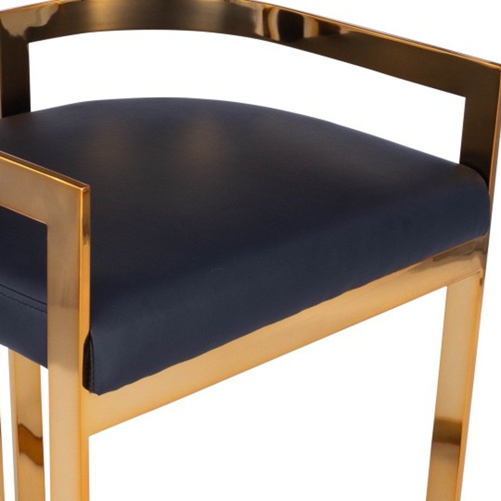 28-inch black & gold iron low-back counter-height bar chair