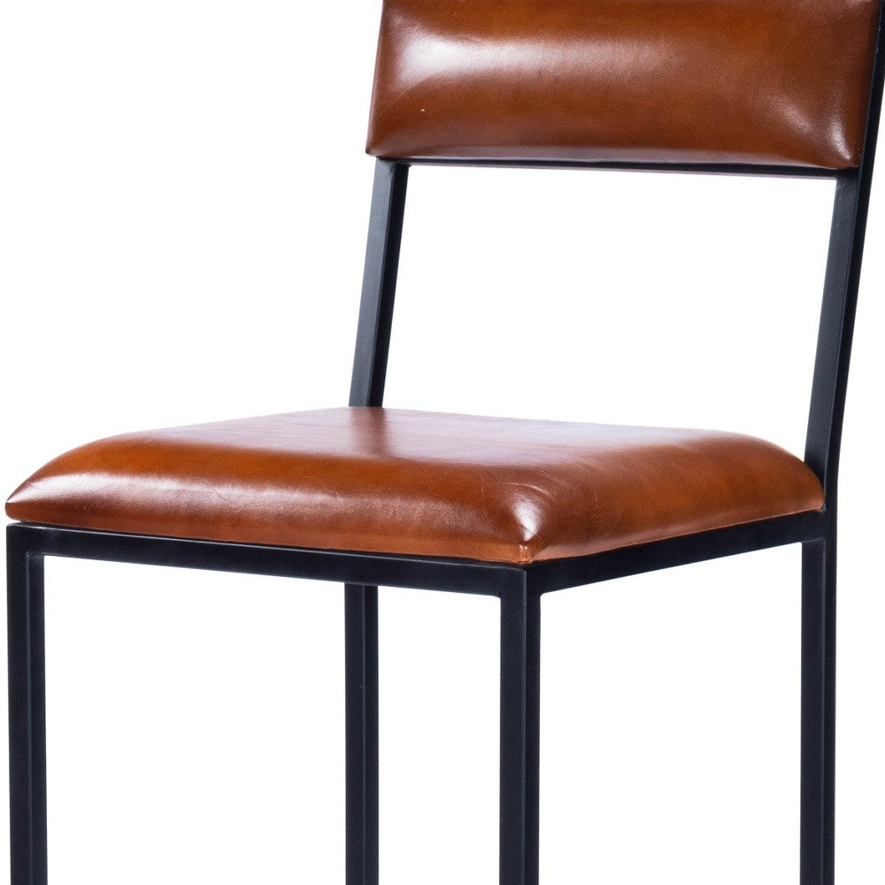 27" Brown And Black Iron Bar Chair