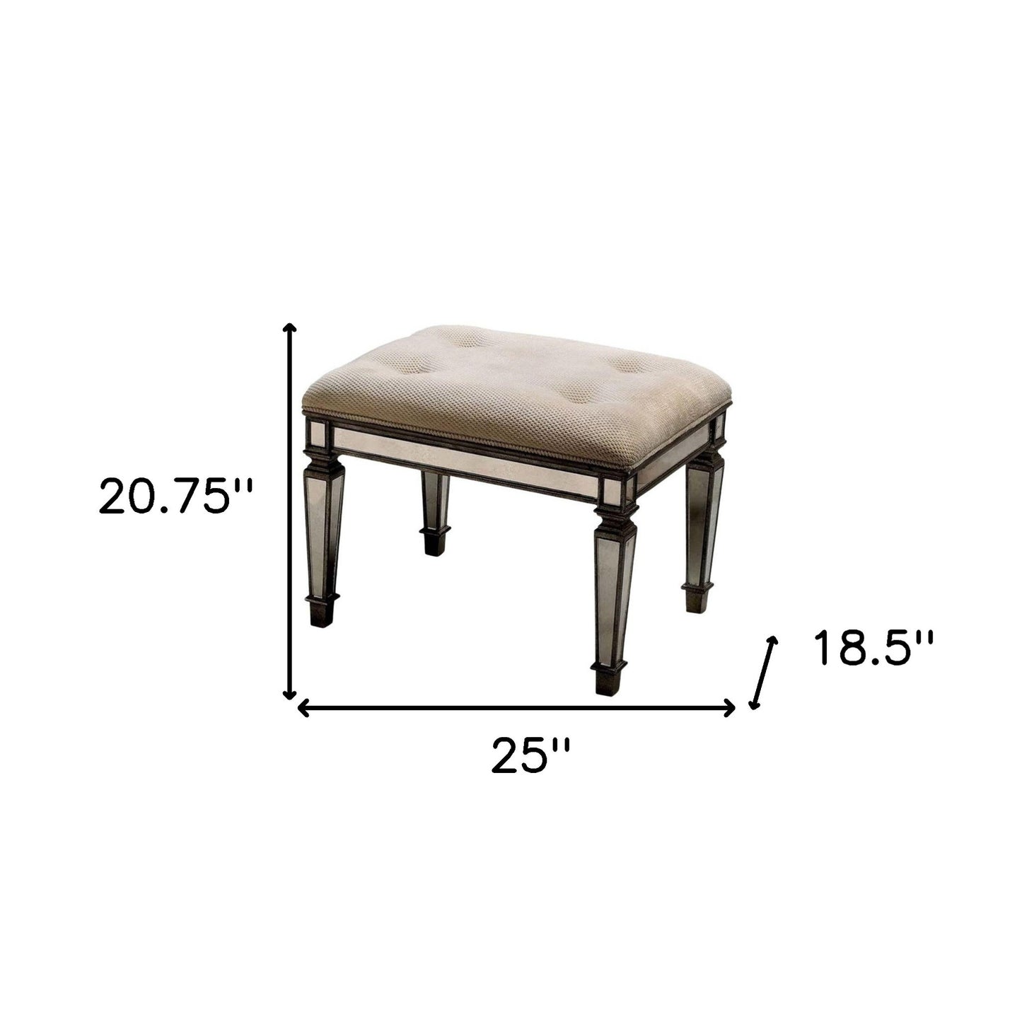 25" Chocolate And Ivory Upholstered 100% Cotton Bedroom Bench