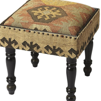 18" Brown Linen Ottoman