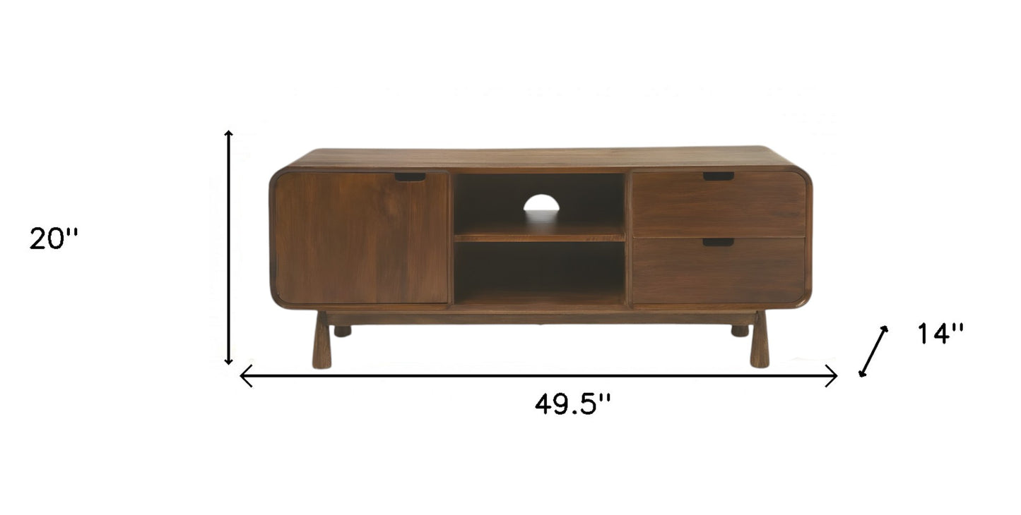 50" Brown Mid Century Modern Wood TV Stand